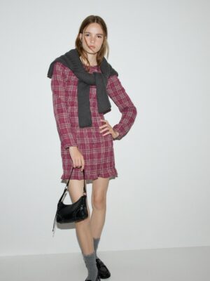 Burgundy Archive Architectural Elastic Cuff Stretch Dress