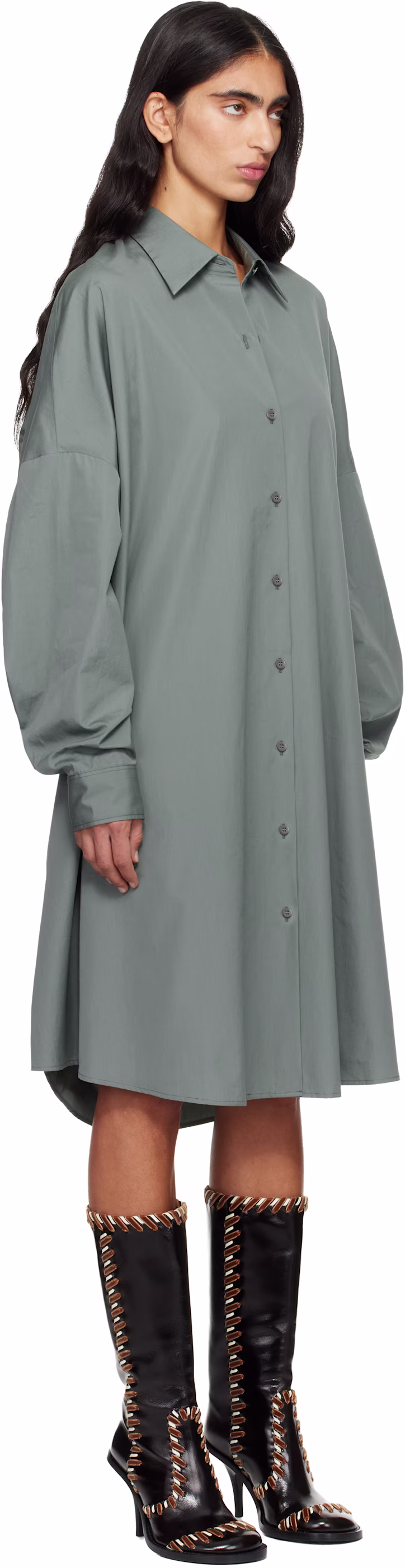 Sage Poplin Horizon Zenith Shirt Dress