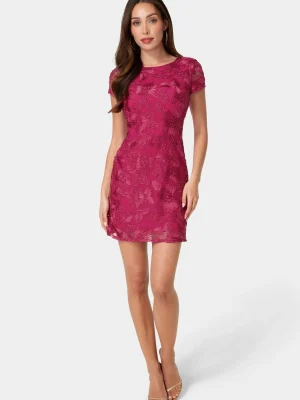 Artful Soutache Bodycon Mini Dress – Short Sleeve Textured Party & Day Event Dress for Women, 95% Polyester 5% Spandex, Hand‑Wash
